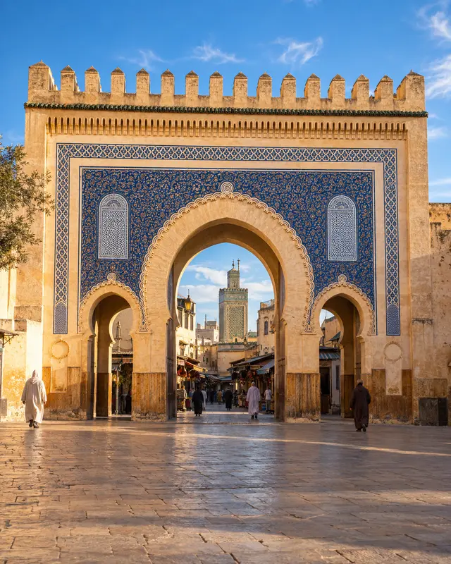 The Bab Bou Jeloud gate at the entrance to the Fes medina